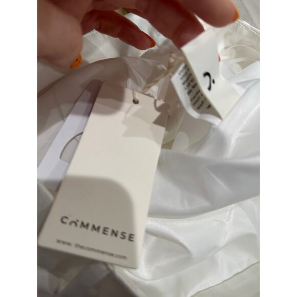 Commense Women's Small White Solid Pleated Pocketed Formal Maxi Skirt - Picture 12 of 12